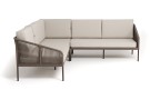 "Канны" диван модульный плетеный из роупа, каркас алюминий серый, роуп серый, ткань серая