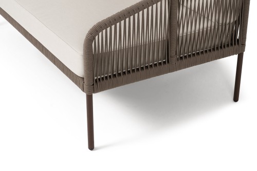 "Канны" диван модульный плетеный из роупа, каркас алюминий серый, роуп серый, ткань серая