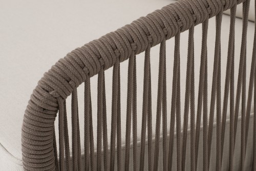 "Канны" диван модульный плетеный из роупа, каркас алюминий серый, роуп серый, ткань серая