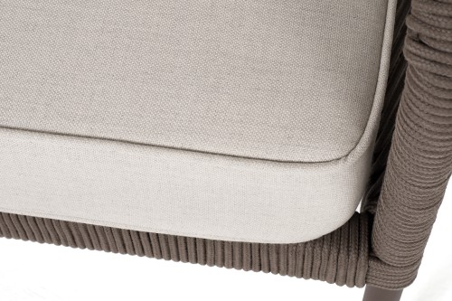 "Канны" диван модульный плетеный из роупа, каркас алюминий серый, роуп серый, ткань серая