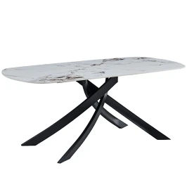 DT630 Стол обеденный Patek Philip, 180/90*76, керамич. столешница, основание металл черный