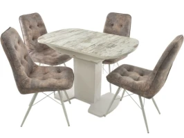 Обеденная группа (Стол Корсика Дерево светлое и 4 стула Бордо), белый