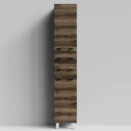 Пенал Мальта 35 напольный, Дуб крымский коричневый ПВХ 131005-9005, правый, бельевая корзина