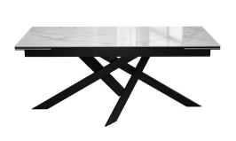 Стол DikLine EKX180, Керамика Белый глянец (К8/2), опоры черные (2 уп.)