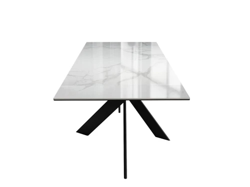 Стол DikLine EKX180, Керамика Белый глянец (К8/2), опоры черные (2 уп.)