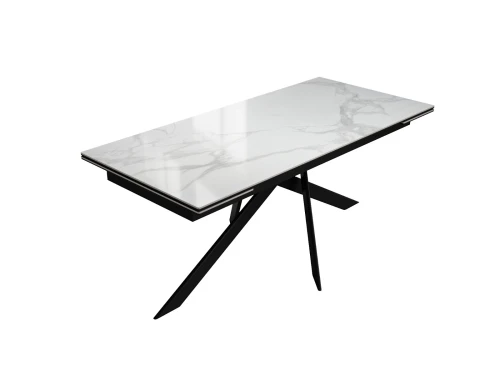 Стол DikLine EKX180, Керамика Белый глянец (К8/2), опоры черные (2 уп.)