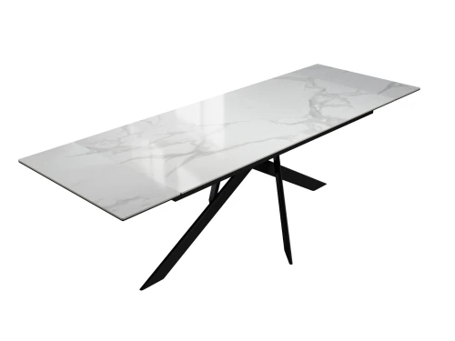 Стол DikLine EKX180, Керамика Белый глянец (К8/2), опоры черные (2 уп.)