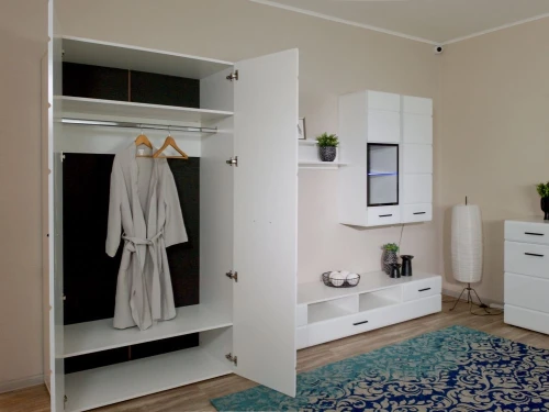 Стенка «Йорк» со шкафом, Белый/белый глянец