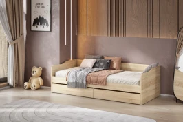 Кровать КР 1 с основанием и матрасом Софт, дуб сонома