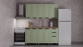 Готовый кухонный гарнитур ГК Аленушка 1,6м  Лилия Фиcташка/Фисташка,скоба черный,сонома
