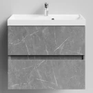 Тумба Бест 70  подвесной, Мрамор Серый софт тач ПВХ 4044-1 Vodok с раковиной в комплекте