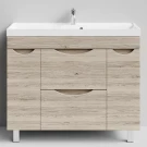 Тумба Лайт 100 напольный, Дубослив ореховый светлый ПВХ 3445 Vodok с раковиной в комплекте