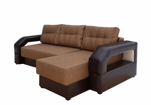 Диван еврокнижка Манчестер УГЛОВОЙ 160 рогожка коричневая НПБ