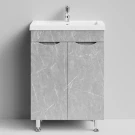 Тумба Смайл 58 напольный, Мрамор Белый софт тач 4044-2 Vodok с раковиной в комплекте