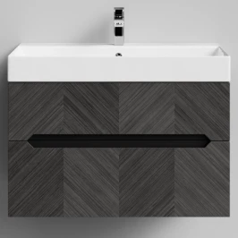 Тумба Элато 85 подвесной, Дуб серый Vodok с раковиной в комплекте