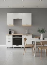 Готовый кухонный гарнитур МК Аленушка 1,6м в.7 Магнолия Молочный,скоба черный,сонома