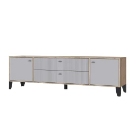 Тумба под телевизор Парус-10, Дуб крафт серый, Серый