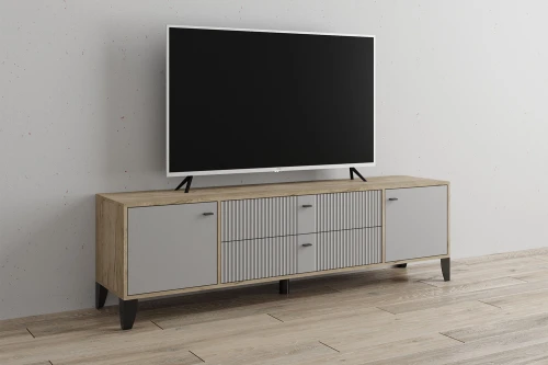 Тумба под телевизор Парус-10, Дуб крафт серый, Серый