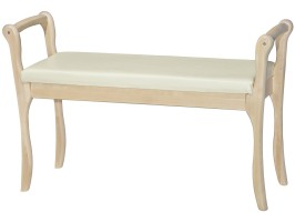 Скамья для прихожей с подлокотниками мягкая, экокожа крем, каркас лак
