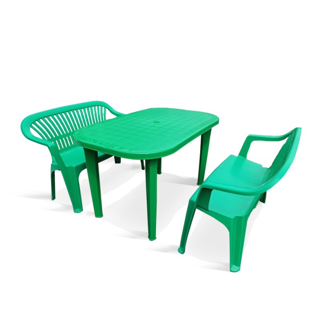 Комплект пластиковой мебели стол Новара + 2 скамейки Комфорт