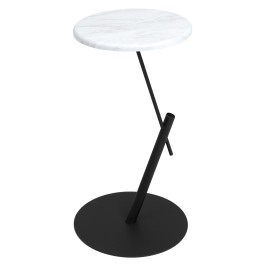 Стол приставной круглый МеталлАрт М015 белый мрамор/черный