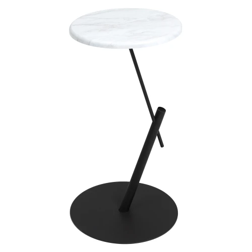 Стол приставной круглый МеталлАрт М015 белый мрамор/черный