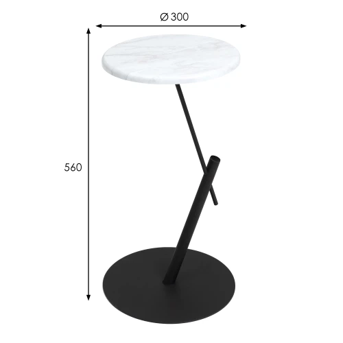 Стол приставной круглый МеталлАрт М015 белый мрамор/черный