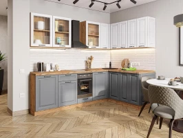 Угловая модульная кухня Ницца Royal-02 Blanco/Magnum Дуб вотан 2140*2550/1600*600