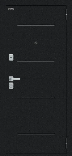 Входная дверь BRAVO Техно/BChrome Букле черное/Cappuccino Melinga