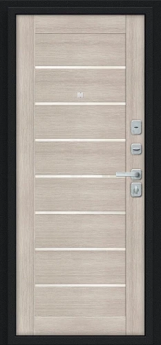 Входная дверь BRAVO Техно/BChrome Букле черное/Cappuccino Melinga