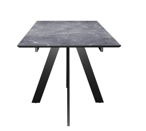 Стол DikLine DKD120, керамика 120(160)х80, мрамор серый матовый, опоры черные (2 уп.)