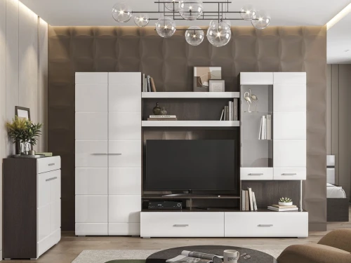 Стенка «Вегас», Белый глянец/венге