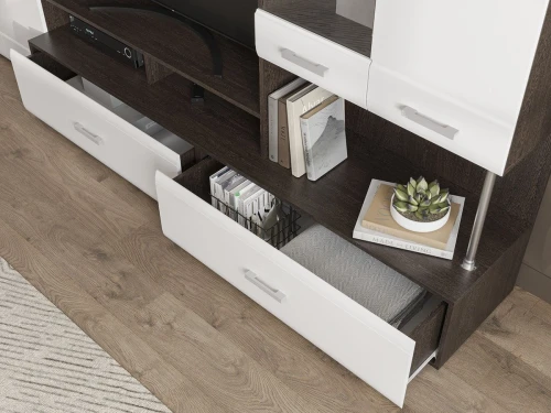 Стенка «Вегас», Белый глянец/венге