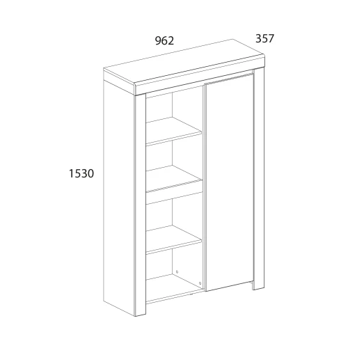 TAURUS, Шкаф 1D4N. Цвет БЕЛЫЙ /ДУБ ВОТАН