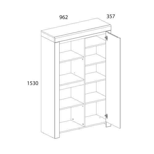 TAURUS, Шкаф 1D4N. Цвет БЕЛЫЙ /ДУБ ВОТАН