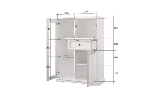 SEVILLA, Шкаф с витриной 1V2D1S. Цвет БЕЛЫЙ