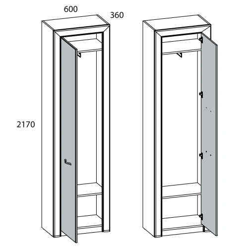 Шкаф 1DW, OLIVIA, цвет вудлайн крем/дуб анкона