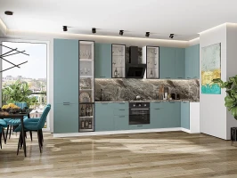 Кухонный гарнитур Флэт-05 Grey-green In 2S Белый