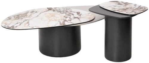 Стол кофейный NIKLAS PANDORA  керамика на стекле и окрашенный МДФ/ темно-серый МДФ каркас ®DISAUR