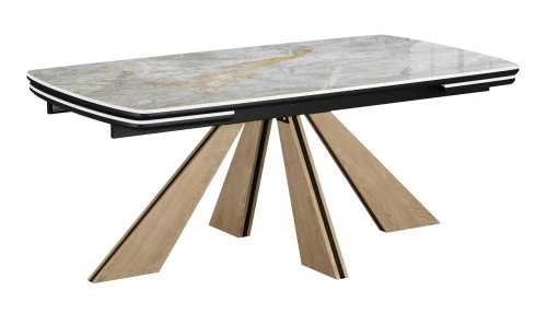 Стол DikLine DKP180 Керамика Titanium Silver River Polished/подстолье черное/опоры галифакс (2 уп.)