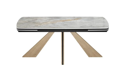 Стол DikLine DKP180 Керамика Titanium Silver River Polished/подстолье черное/опоры галифакс (2 уп.)