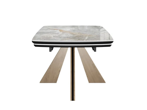 Стол DikLine DKP180 Керамика Titanium Silver River Polished/подстолье черное/опоры галифакс (2 уп.)