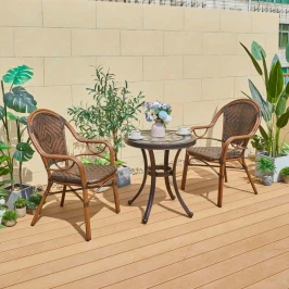 Обеденная уличная мебель литой алюминий/ искусственного ротанг стол Керамик + 2 кресла