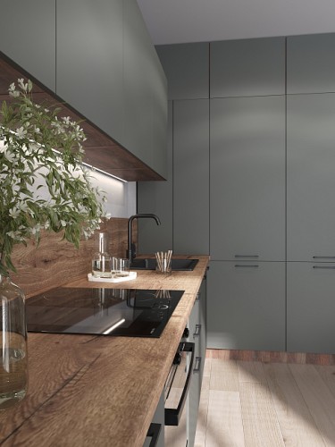 Модульная кухня Эстетик 3400х2200 Танта Грей МДФ угловая