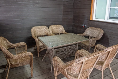 Садовый комплект мебели из искусственного ротанга Мэдисон (Medison) 6 кресел + прямоугольный стол без подушек