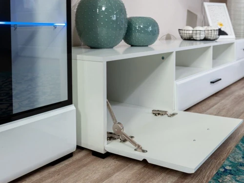 Стенка «Йорк» с комодом, Белый/белый глянец