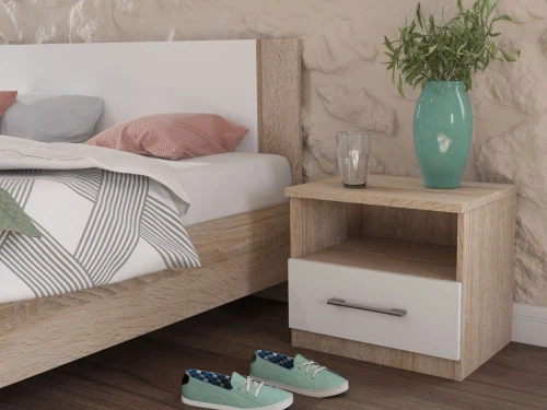 Кровать «Аврора» 120*200 (основание ЛДСП), Дуб сонома/Белый