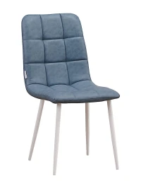 C919/DC809 Стул мягкий, ГОЛУБОЙ#99-56 экокожа, каркас металл белый КРУГЛЫЙ