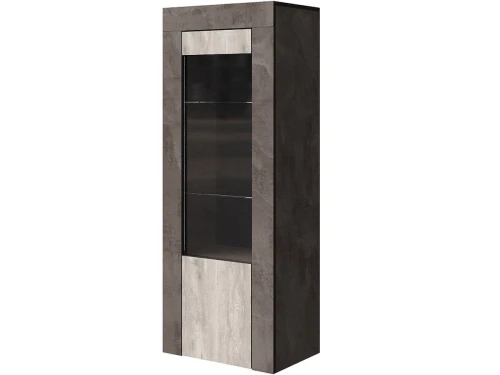 Шкаф с витриной «Лондон 1Д» КМК 0467.21, Оникс/Бетон пайн светлый