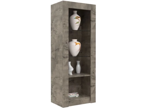 Шкаф с витриной «Лондон 1Д» КМК 0467.21, Оникс/Бетон пайн светлый